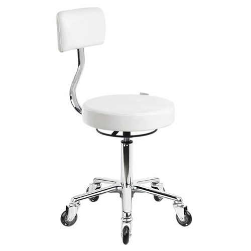 Stool - With Back - White - Aluminium Base